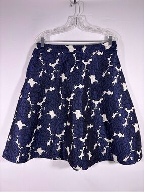 Lane Bryant Blue Floral Jacquard Skirt A-Line Textured Size 16